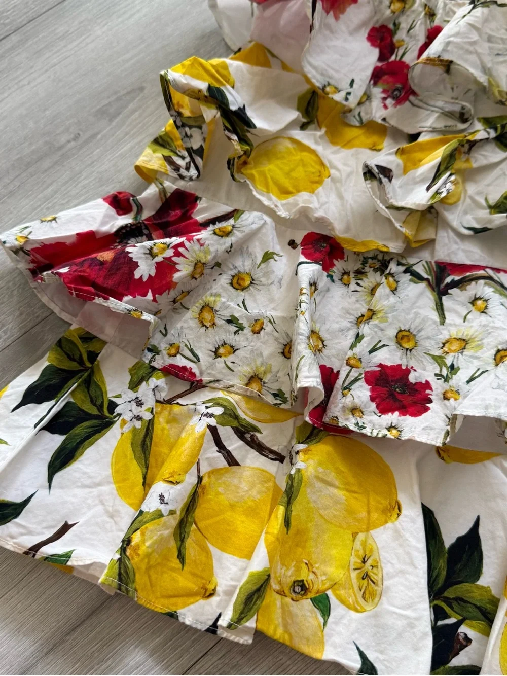 Dolce & Gabbana Size 24-30 months Girls Floral & Lemon Tiered Sundress